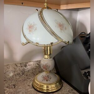 Vintage Floral Table Lamp with Gold Accents